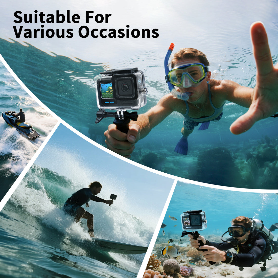 Waterproof diving housing for GoPro HERO13/12/11/10/9