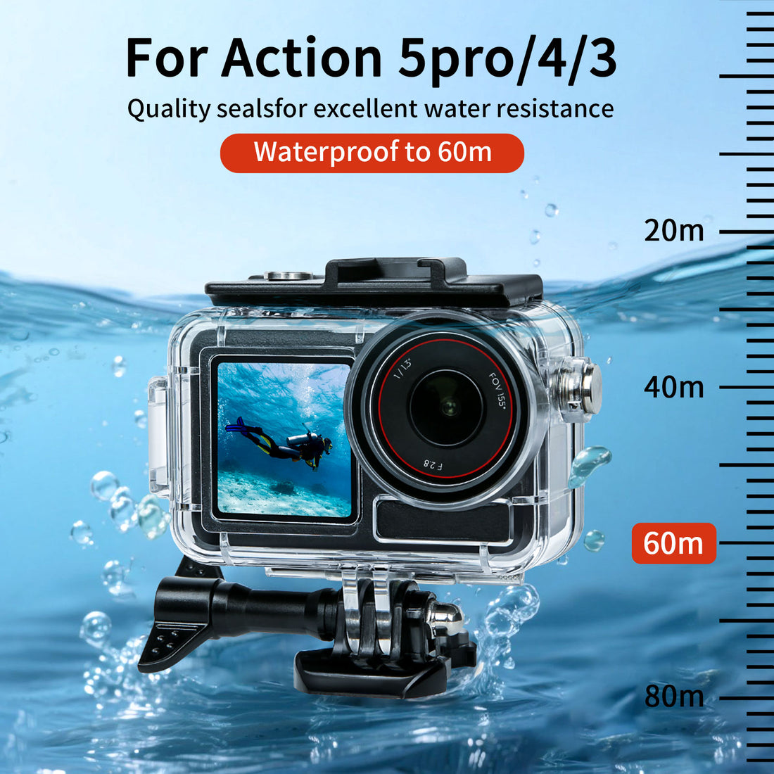 Dji Action3-4-5pro waterproof  Housing
