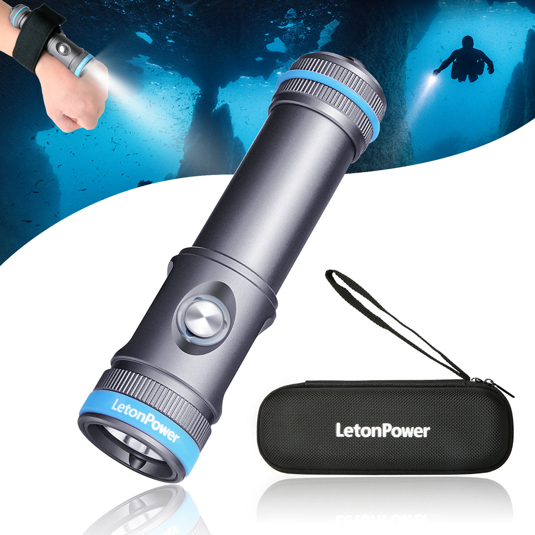 Tynny-13se Diving Flashlight (2200 Lumens/Spotlight Diving Light/Gun gray.)