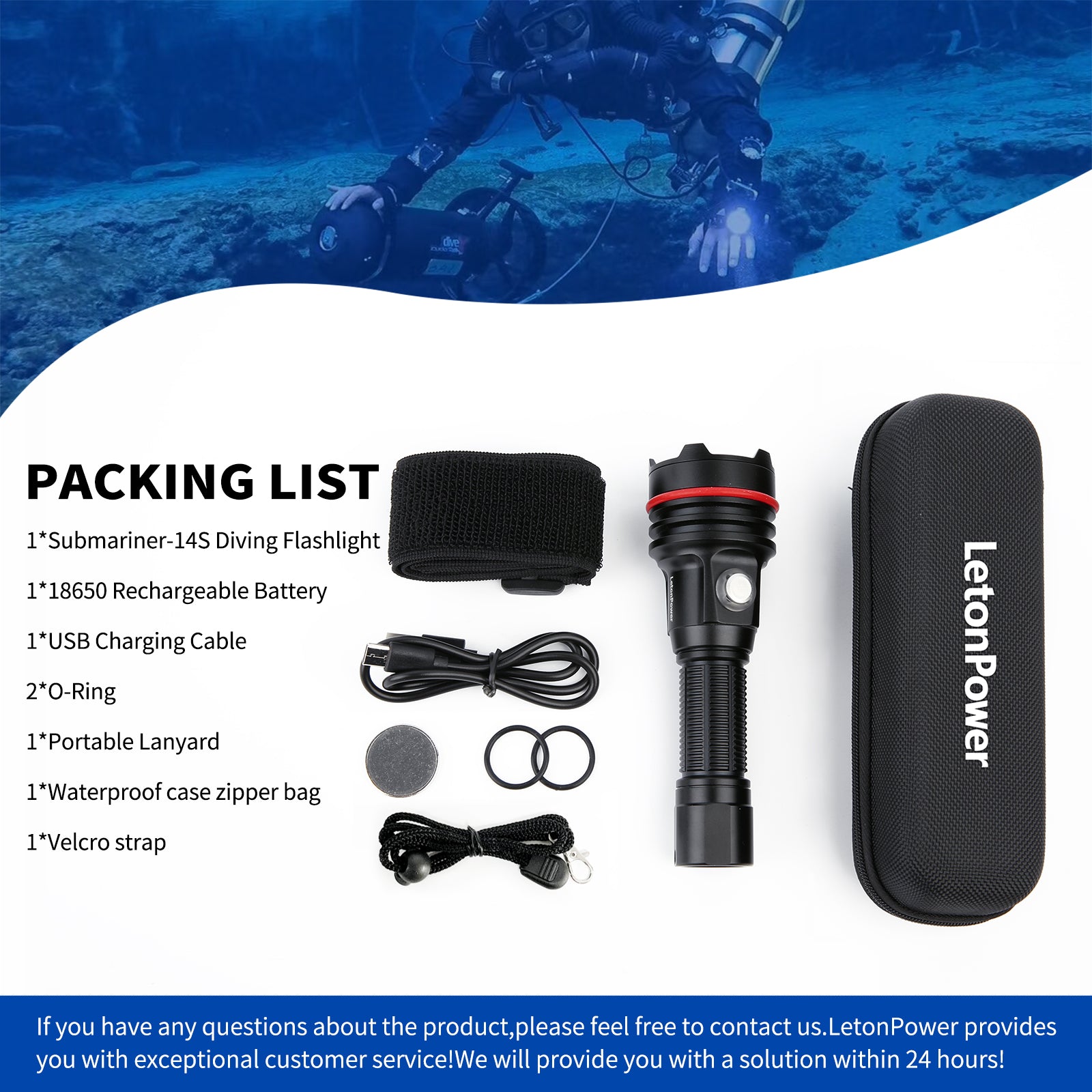 LetonPower Submariner-14S 2000 Lumens Long-Lasting Dive Light with Typ LetonPower Official Store LetonPower Submariner-14S 2000 Lumens Long-Lasting Dive Light with Typ LetonPower Official Store