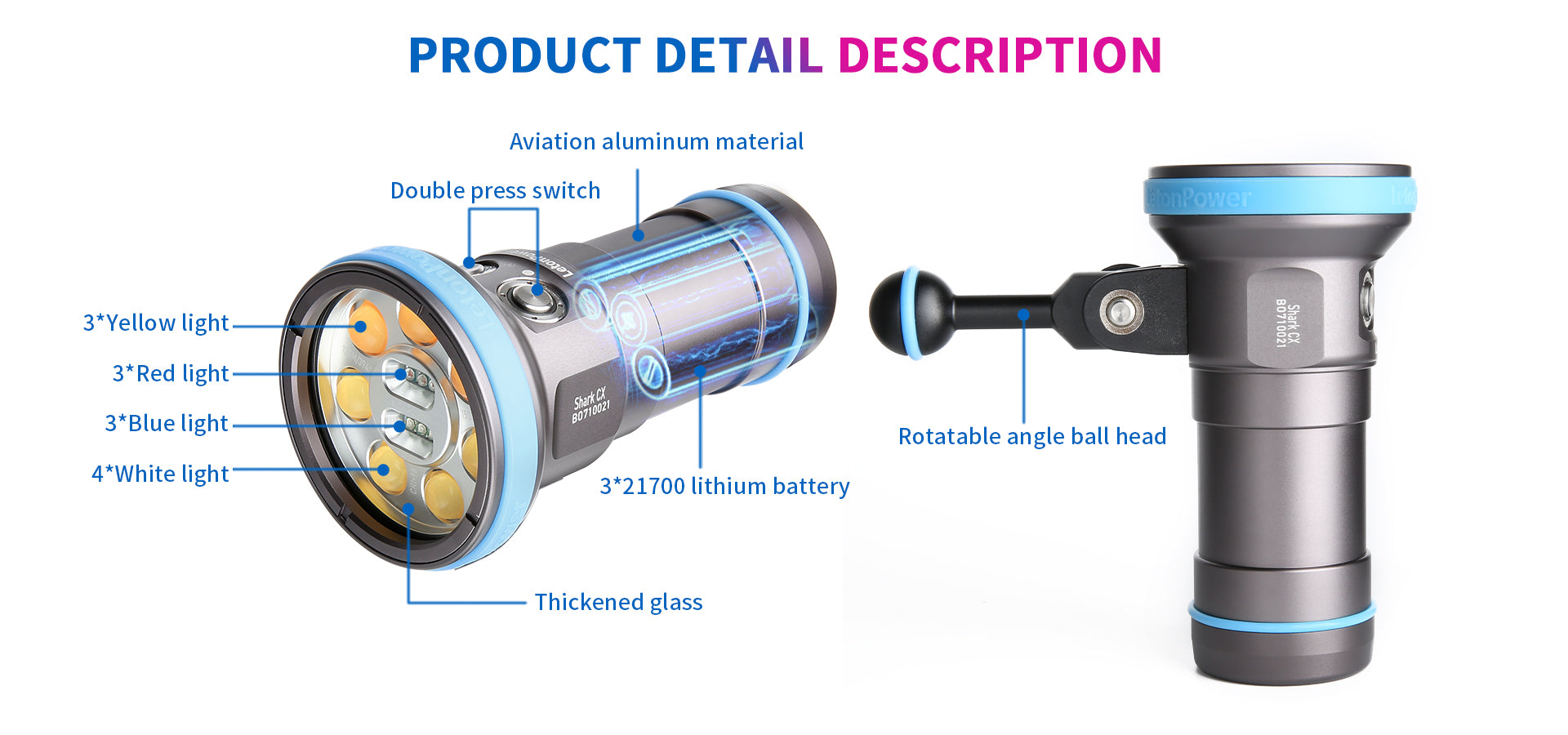LetonPower Dive Lights | Underwater Video Lights | Shark CX