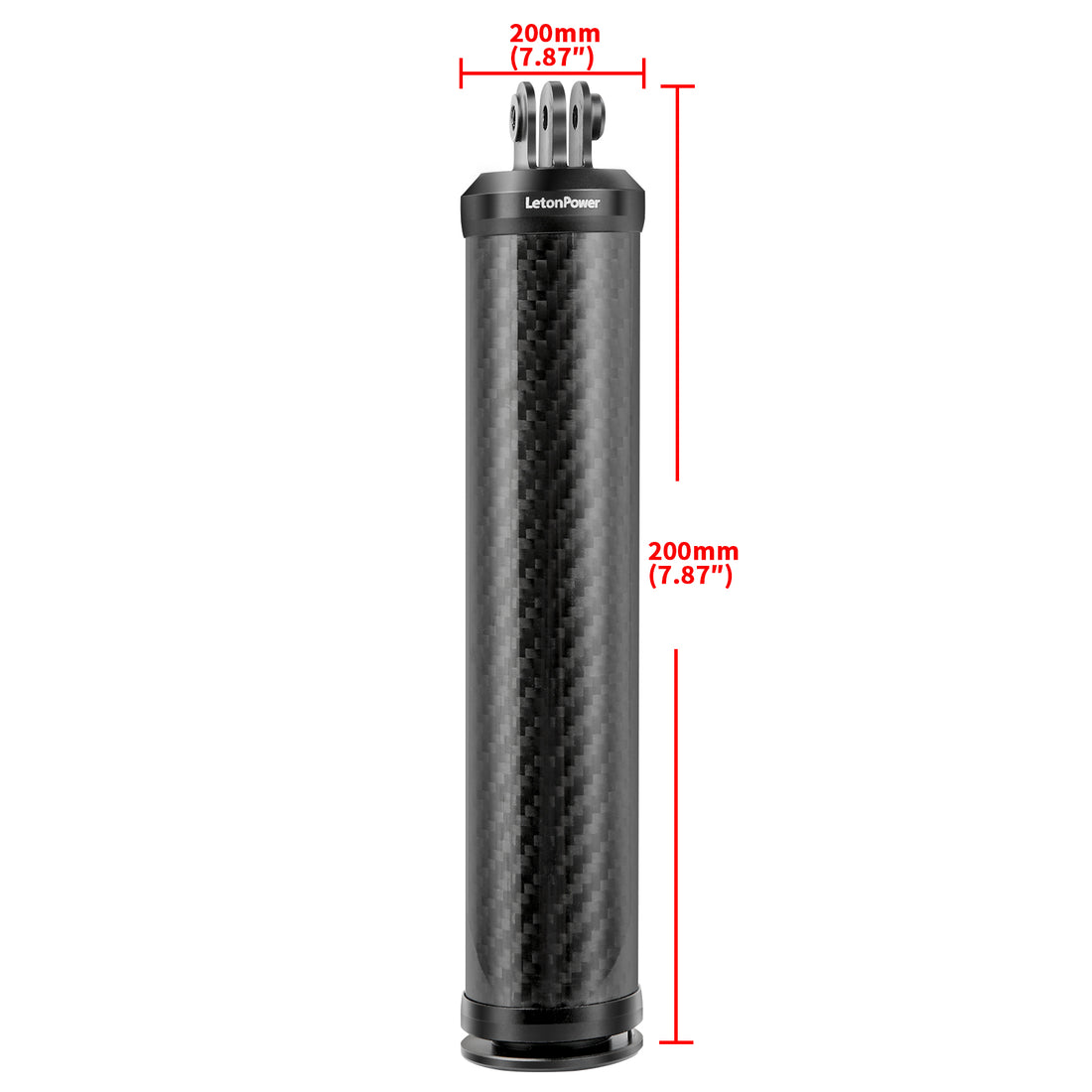 Carbon Fiber Buoyancy Rod, 80m/262ft, 3-Slot Mount for Action Cameras