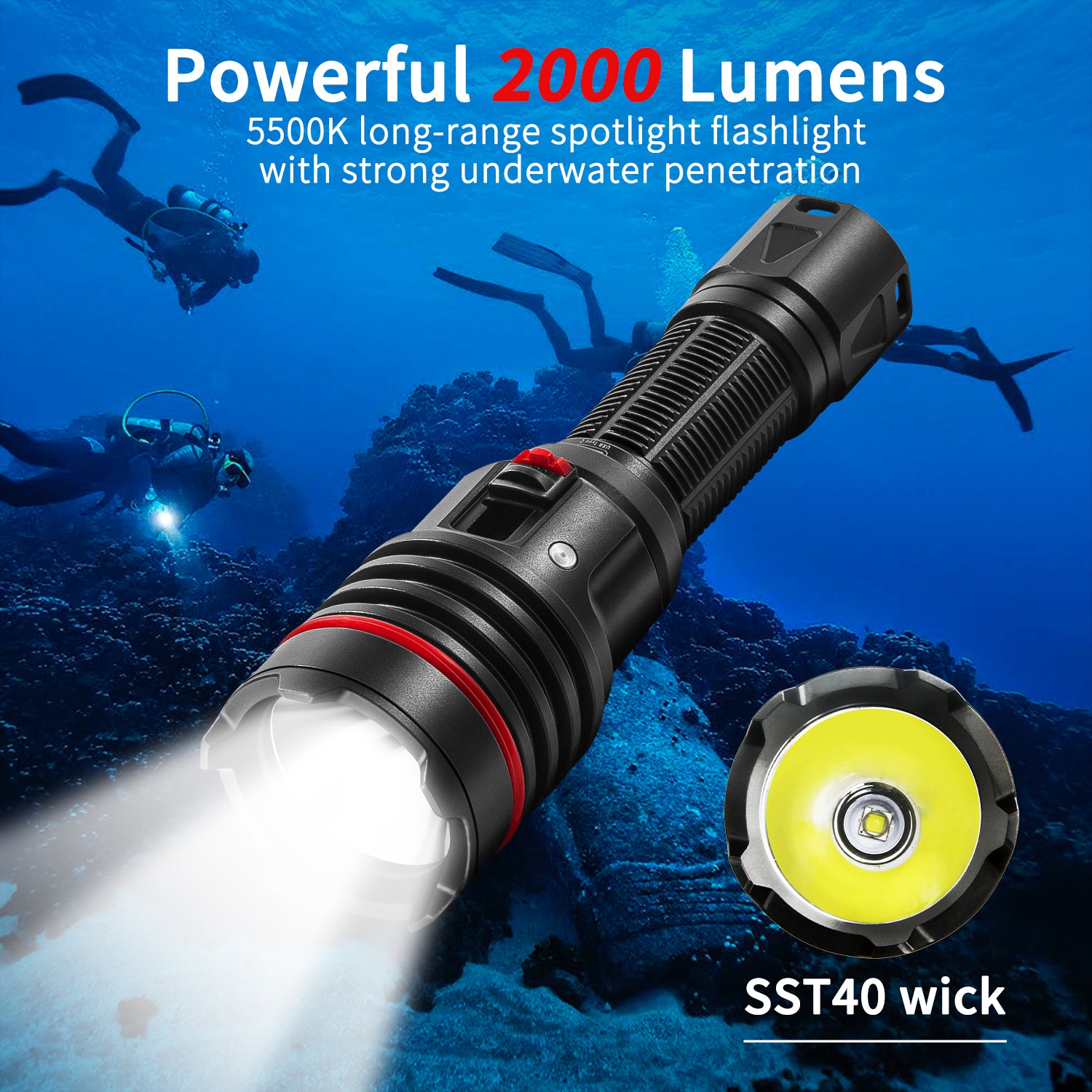 2000 lumens divers flashlight waterproof rechargeable Archon D10 II 2000lm Diving flashlightgo the SL20 is your trusted companion beneath the surface Diving Flashlight with Rechargeable Power