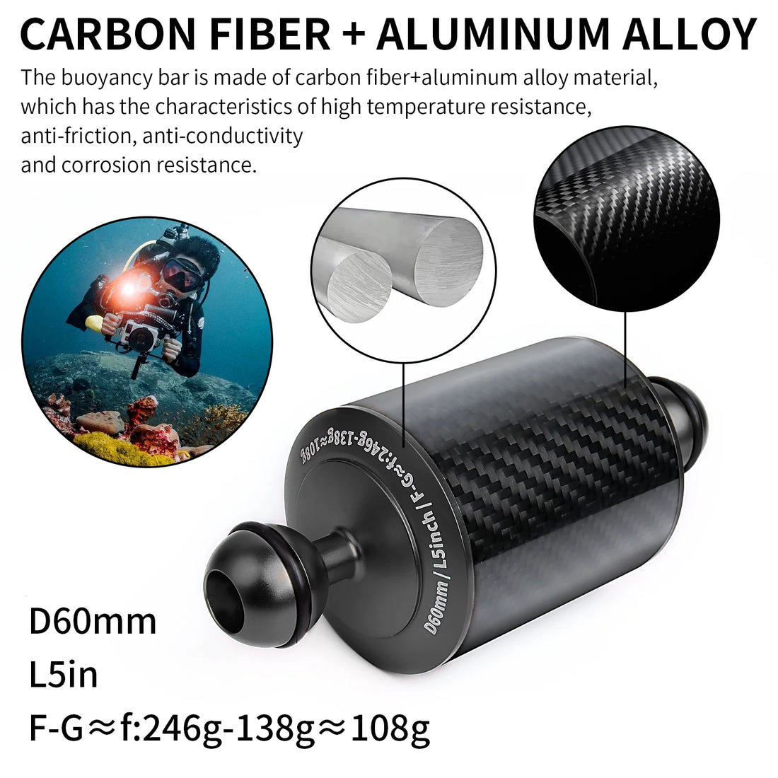 Underwater Carbon Fiber Float (2 Pack)