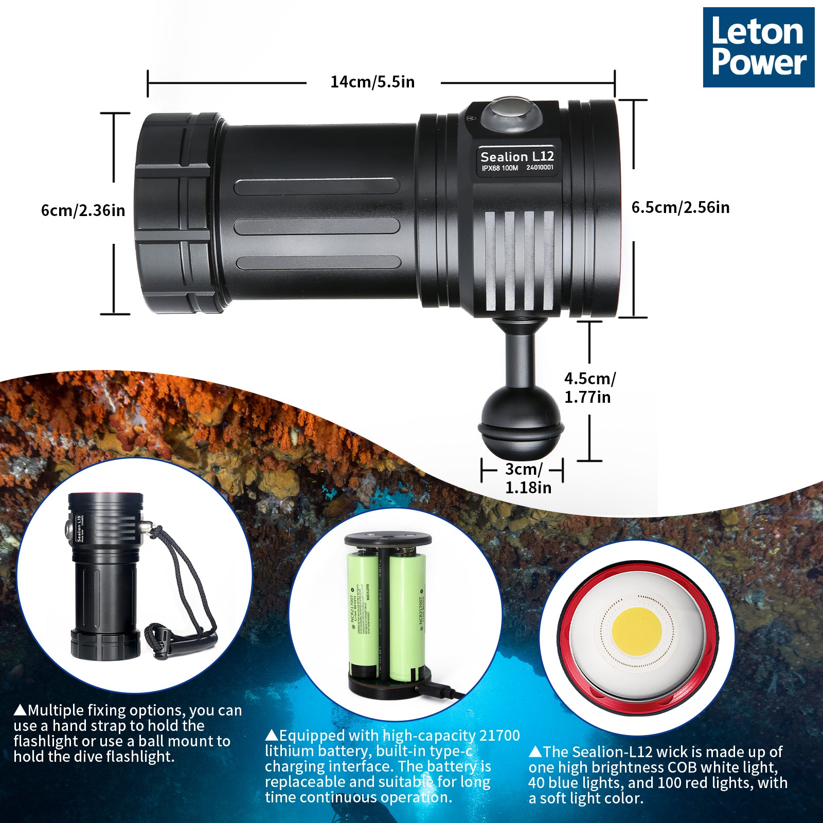 ⭐PREZZA 水流龍 PBD P02 LED発光 1/12 ディオラマ 未使用 LetonPower Sealion L12 Replaceable-Battery Underwater Video Light