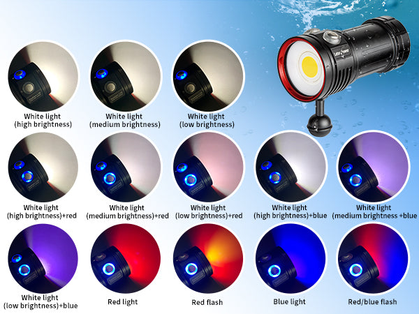 LetonPower Sealion L12 Replaceable-Battery Underwater Video Light