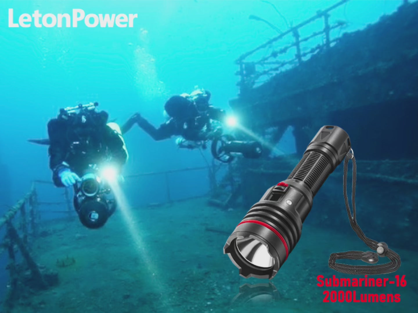 LetonPower 2000Lumens : Lumens Dive Light 0 Long-Lasting 