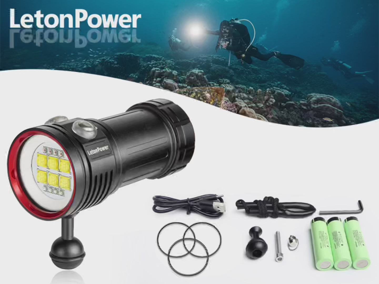 LetonPower Sealion L24 Triple-Color Dive Video Light 12000 Lumens